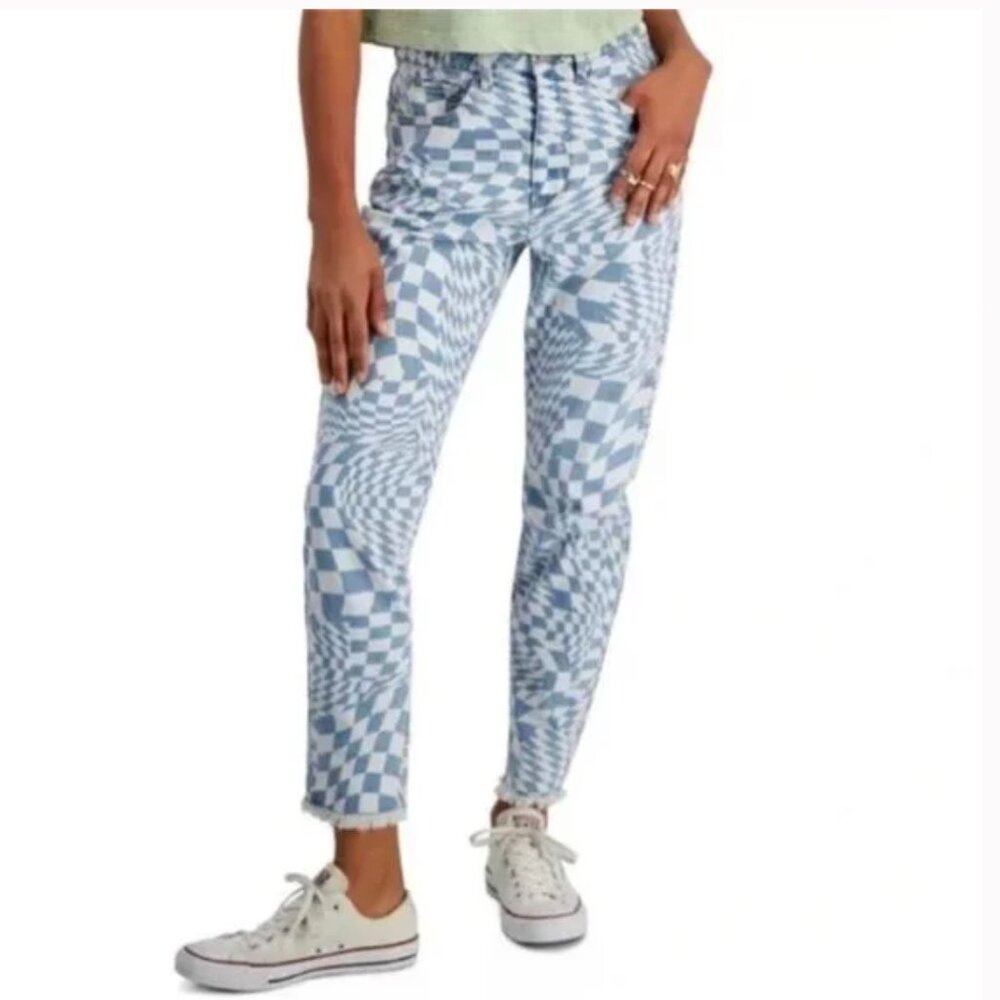 Women’s Tinseltown Light Blue Wash Optical Illusion Straight Leg Jeans; Sz 5